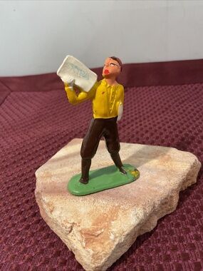 Lead vintage Barclay Newspaper Boy